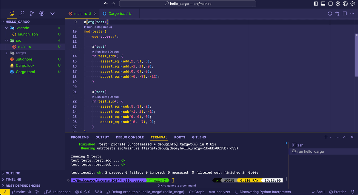 demo of unit test code